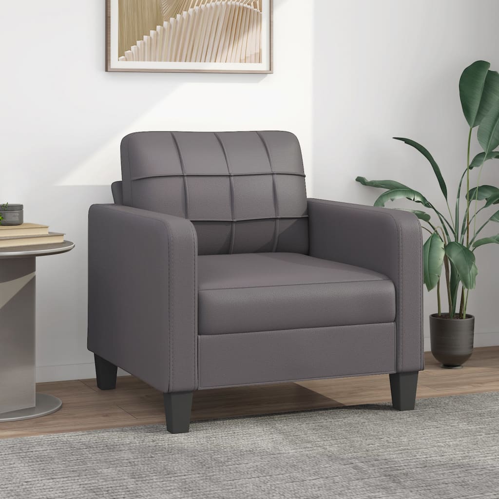 Vetonek Sillón cuero sintético gris 60 cm