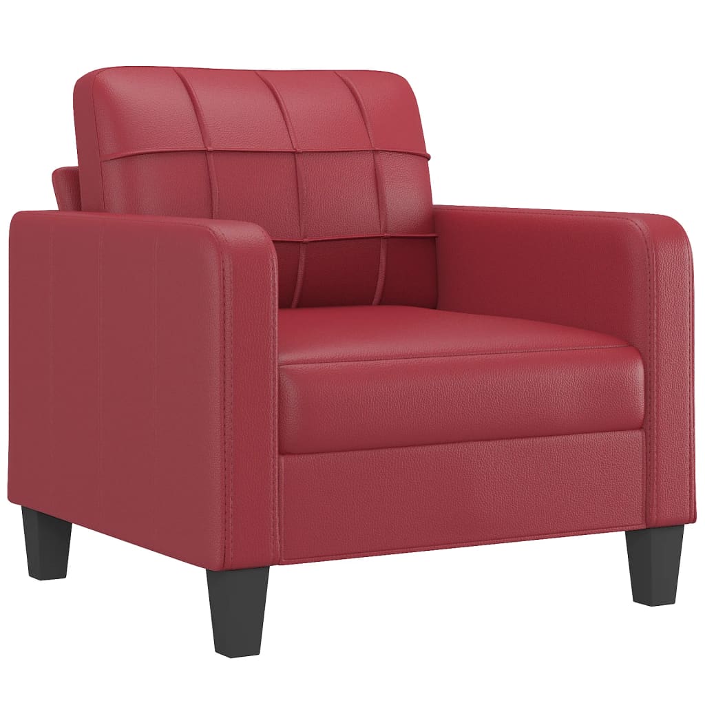 Sillón cuero sintético rojo tinto 60 cm vidaXL