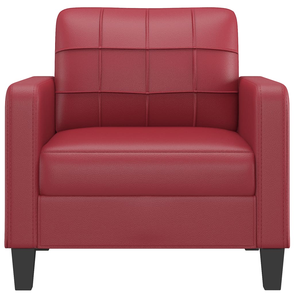 Sillón cuero sintético rojo tinto 60 cm vidaXL