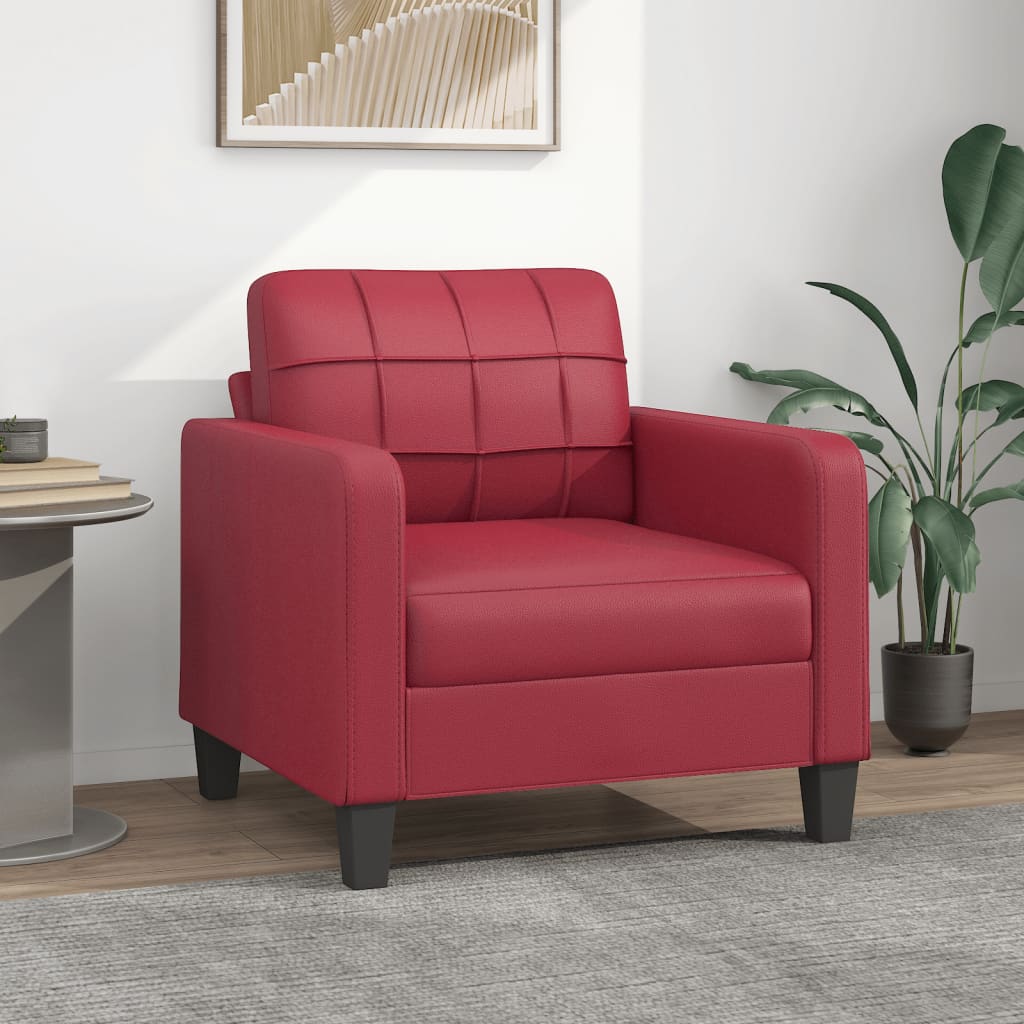 Vetonek Sillón cuero sintético rojo tinto 60 cm