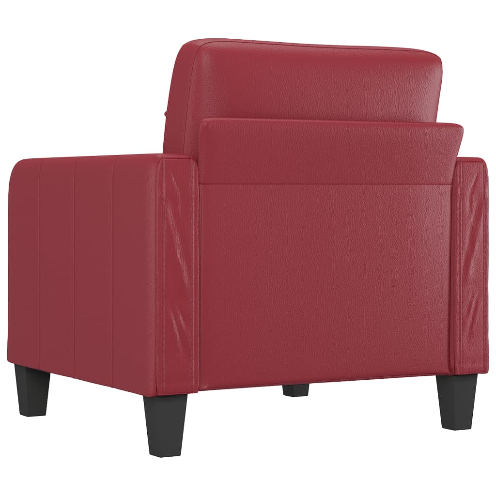 Sillón cuero sintético rojo tinto 60 cm - Vetonek