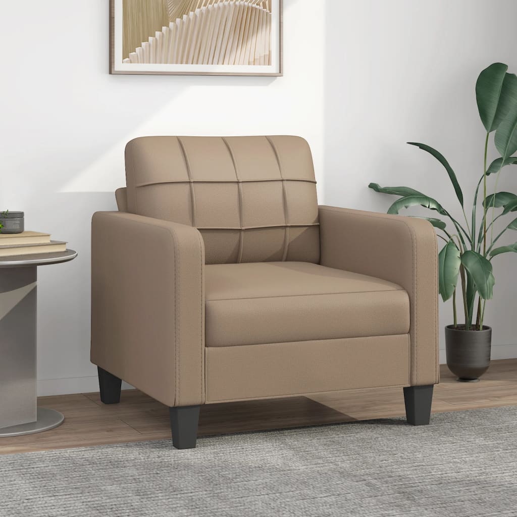 Vetonek Sillón cuero sintético color capuchino 60 cm