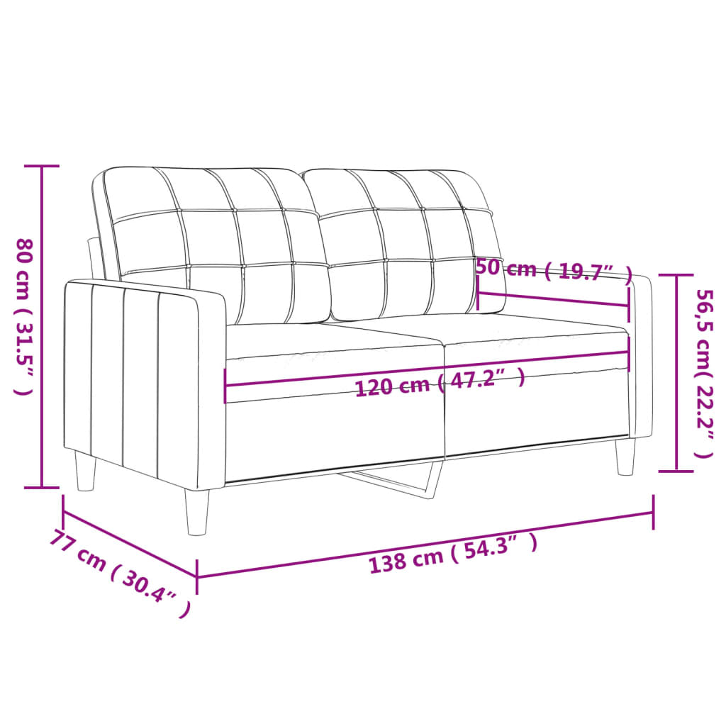 Sofá de 2 plazas de cuero sintético negro 120 cm - Vetonek