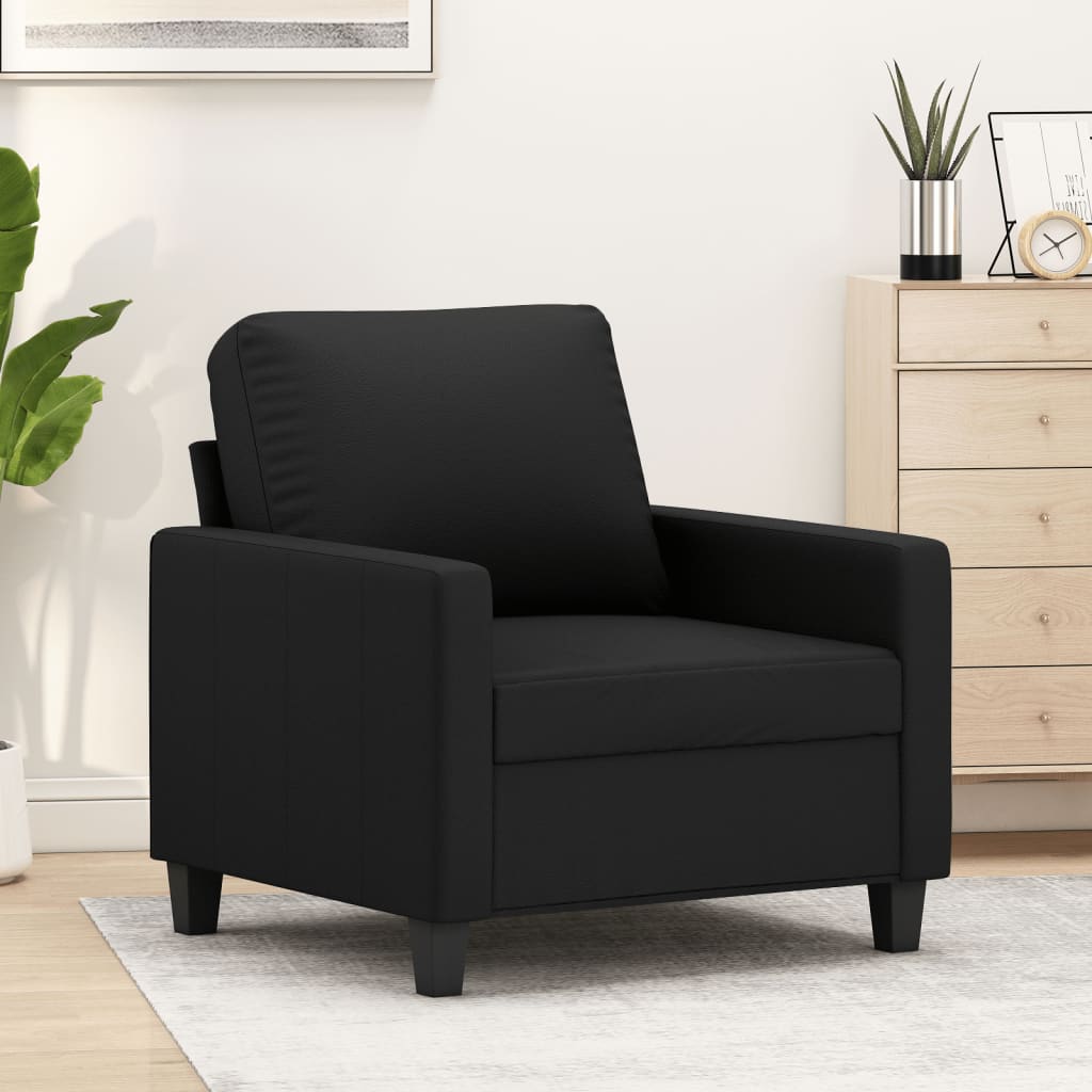 Vetonek Sillón cuero sintético negro 60 cm