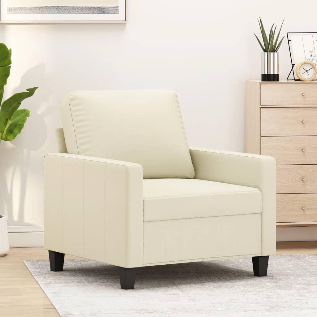 Vetonek Sillón cuero sintético crema 60 cm