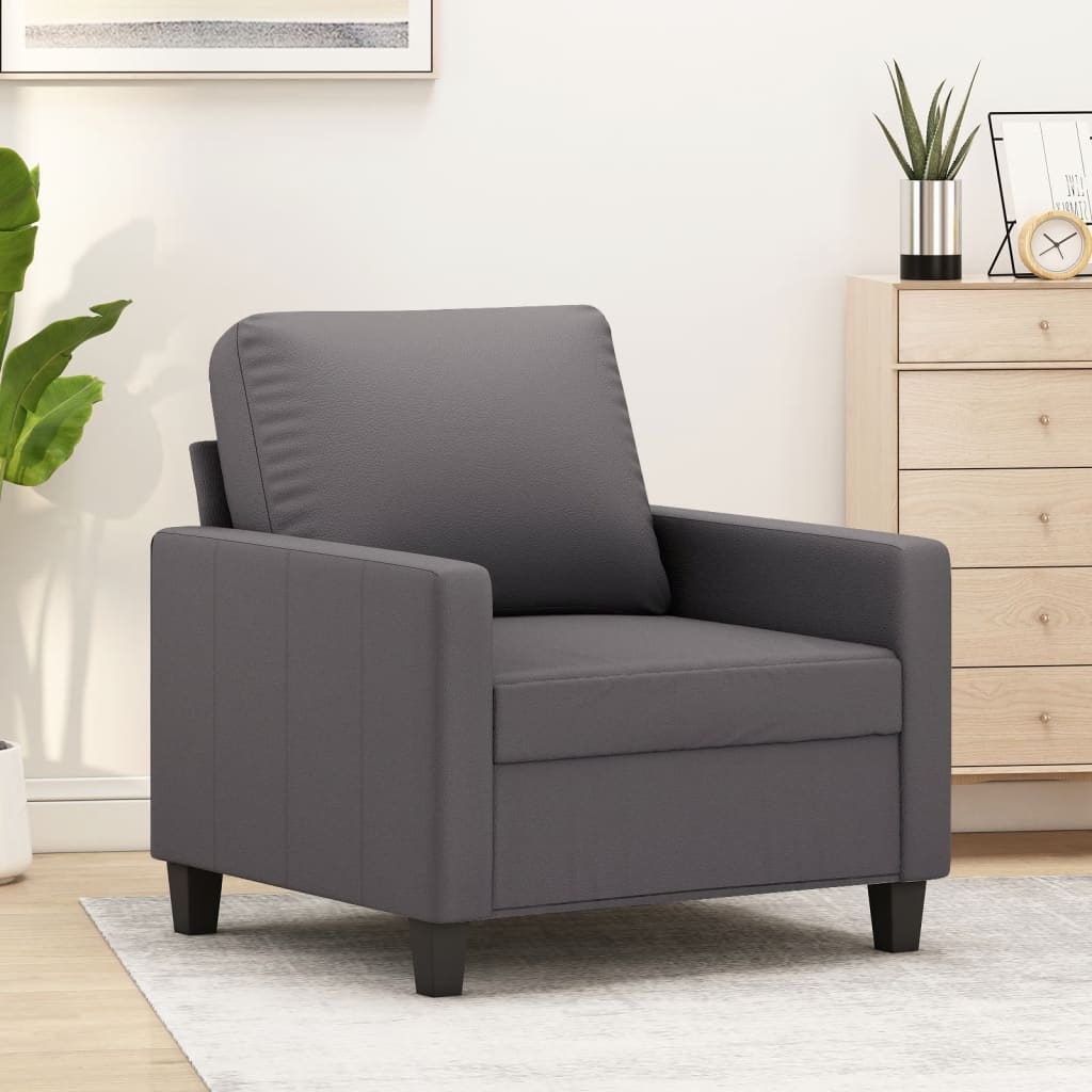 Vetonek Sillón cuero sintético gris 60 cm