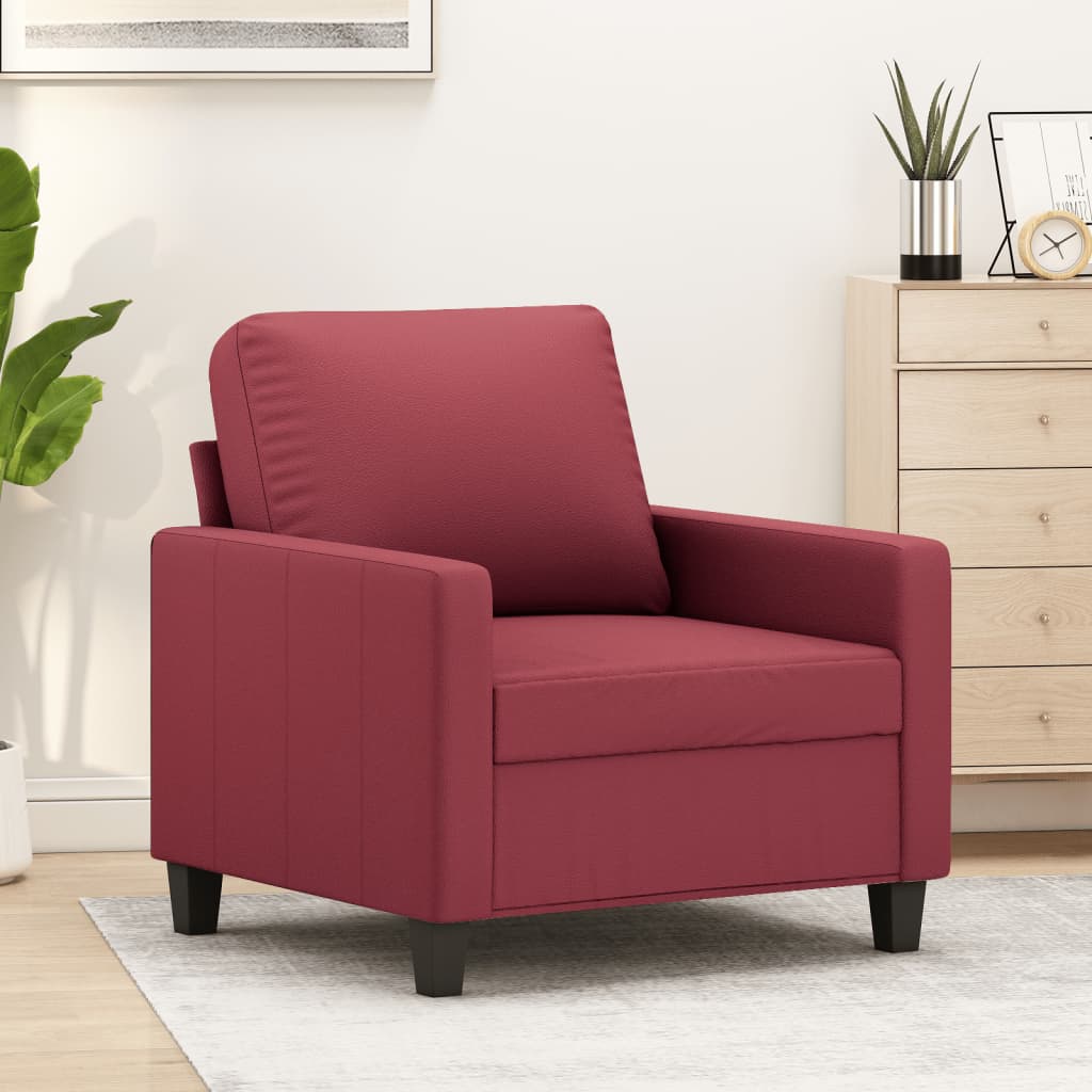 Vetonek Sillón cuero sintético rojo tinto 60 cm