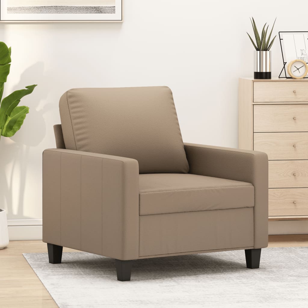 Vetonek Sillón cuero sintético color capuchino 60 cm