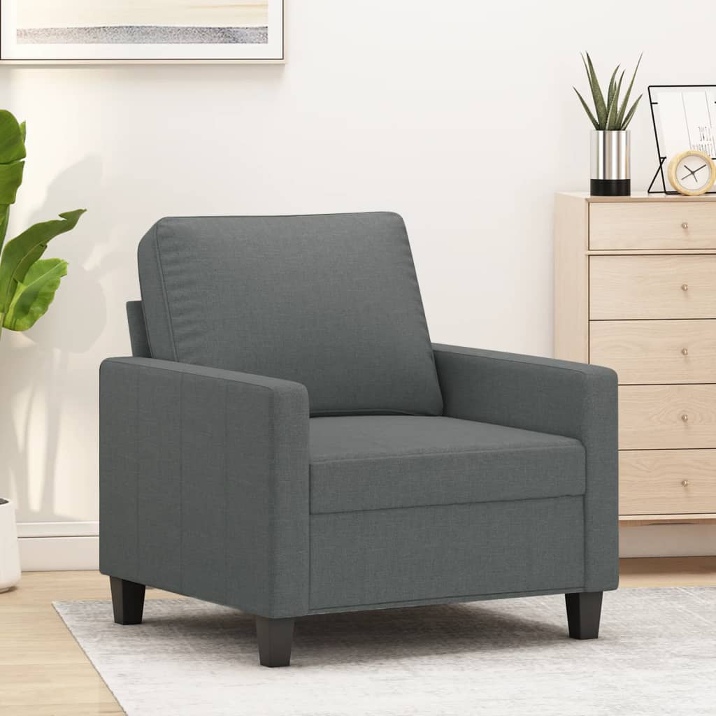 Vetonek Sillón de tela gris oscuro 60 cm