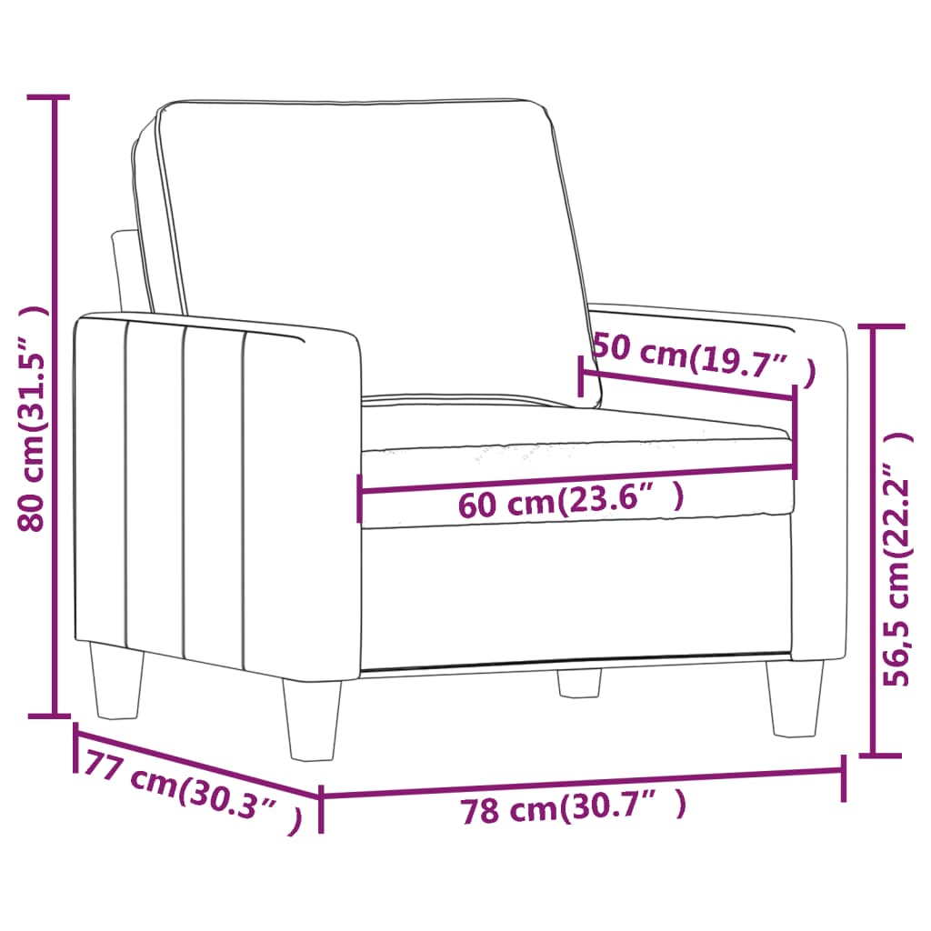 Sillón de tela marrón 60 cm