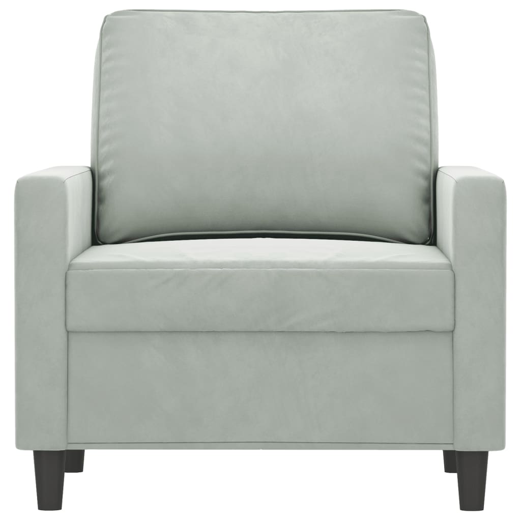 Light gray velvet armchair 60 cm