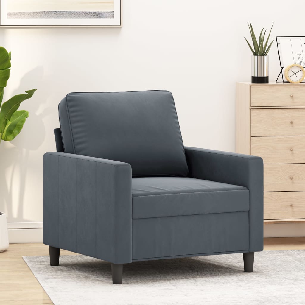 Vetonek Sillón de terciopelo gris oscuro 60 cm