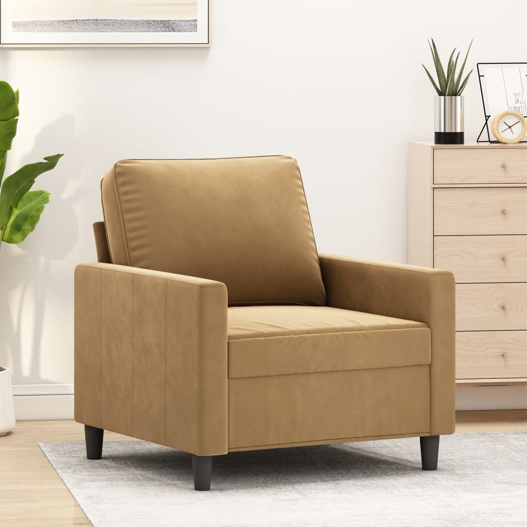 Vetonek Sillón de terciopelo marrón 60 cm