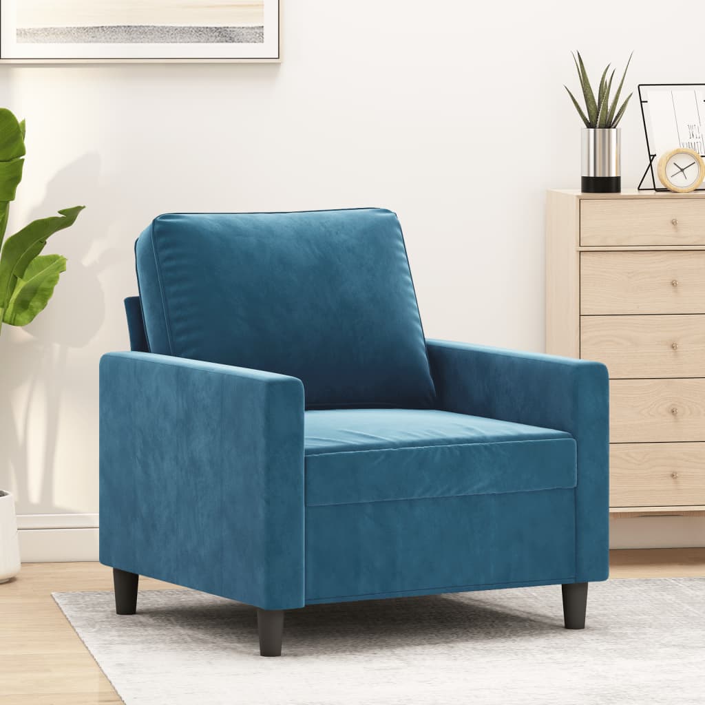 Vetonek Sillón de terciopelo azul 60 cm