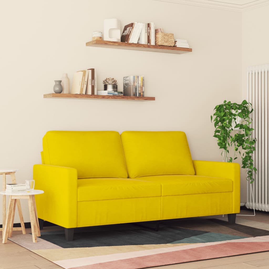 2 -seater sofa yellow velvet 140 cm