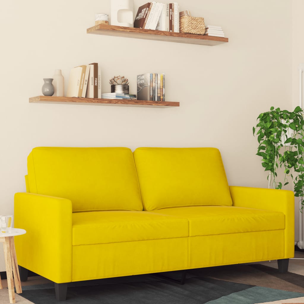 Vetonek Sofá de 2 plazas terciopelo amarillo 140 cm