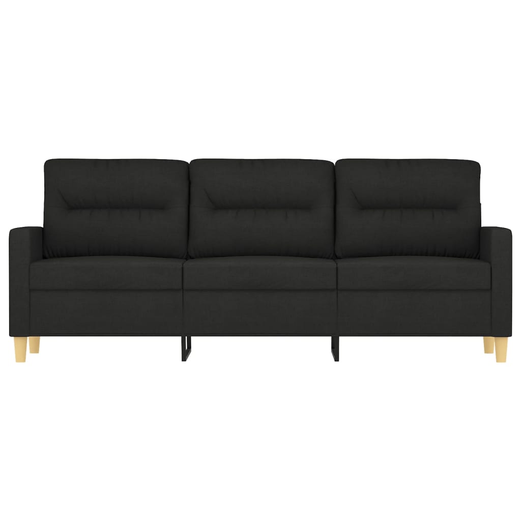 Black Fabric 3 Seat Sofa 180 cm