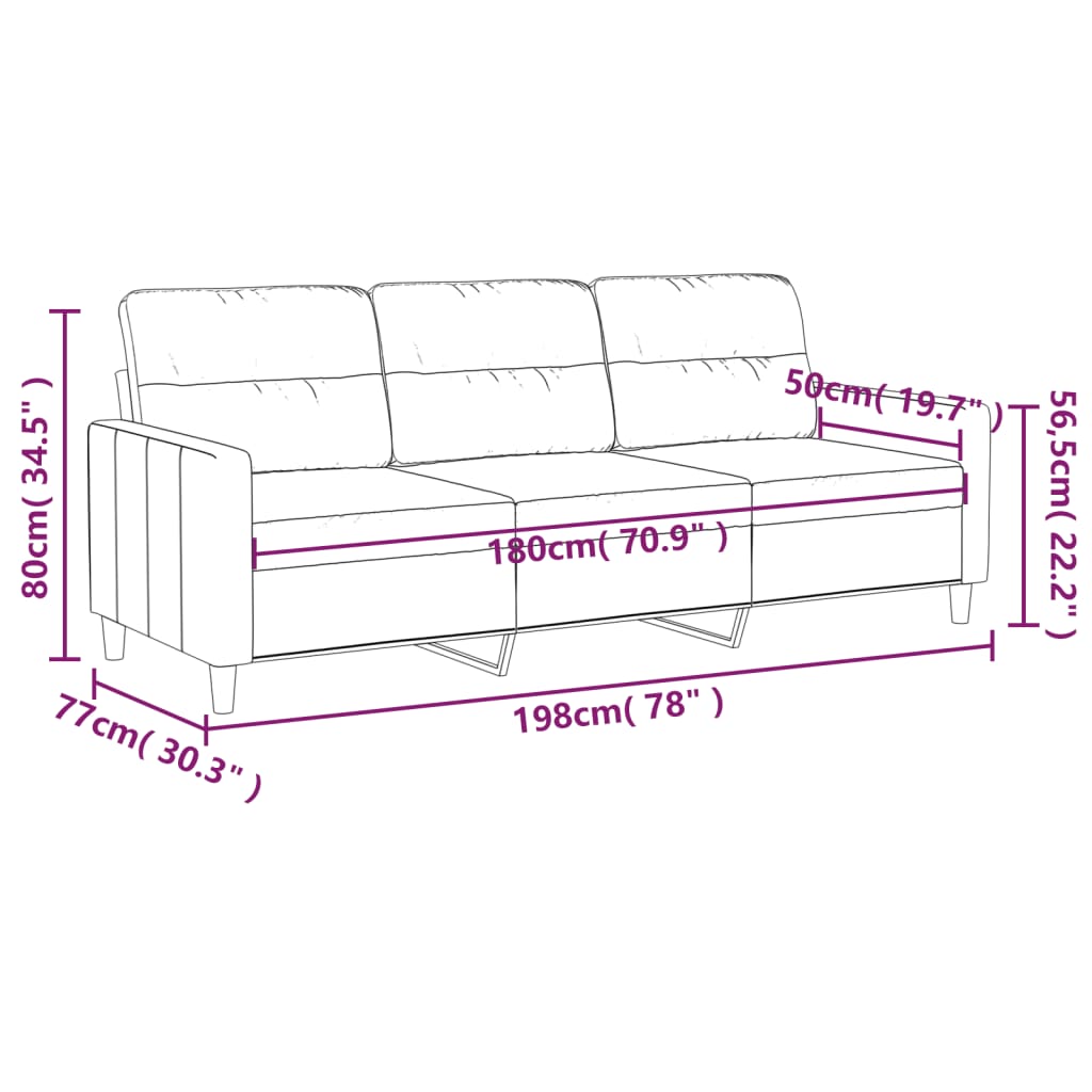 3 -seater red cloth sofa 180 cm