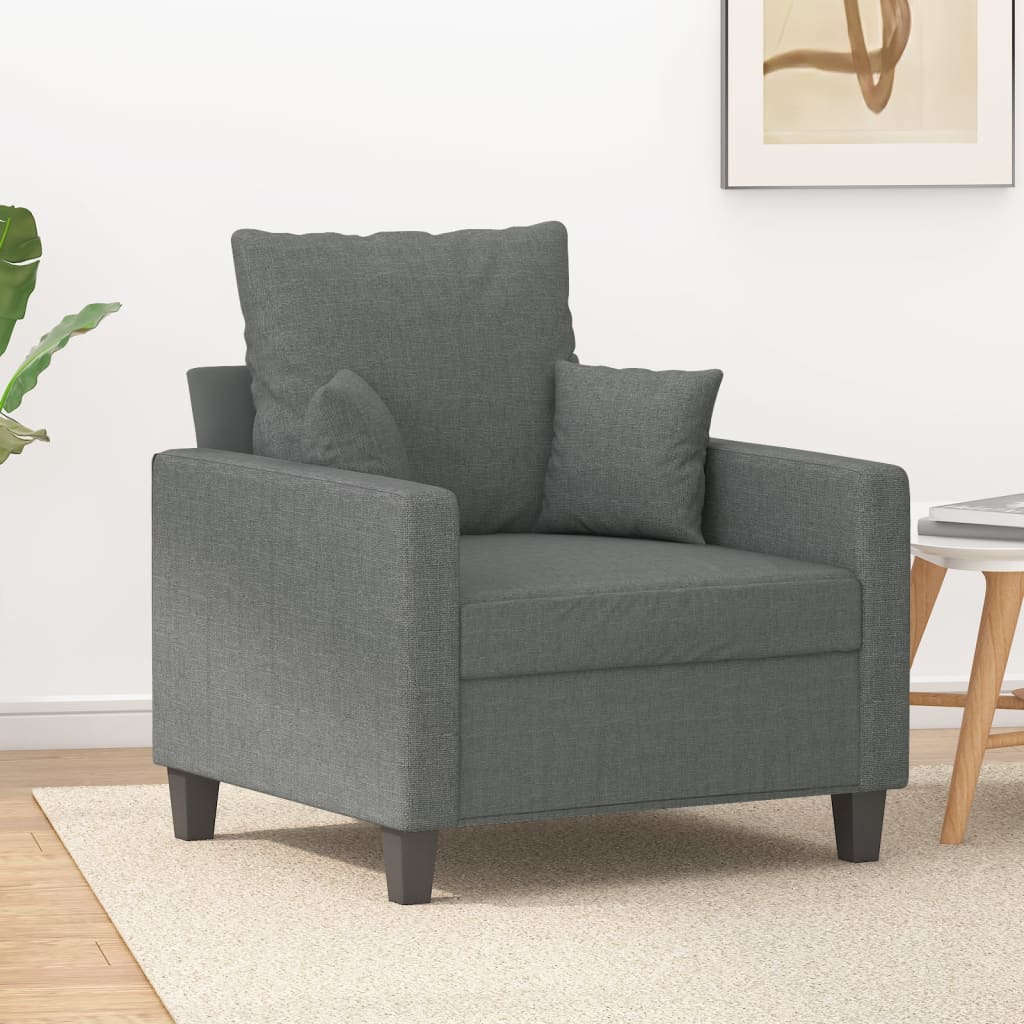 Vetonek Sillón de tela gris oscuro 60 cm