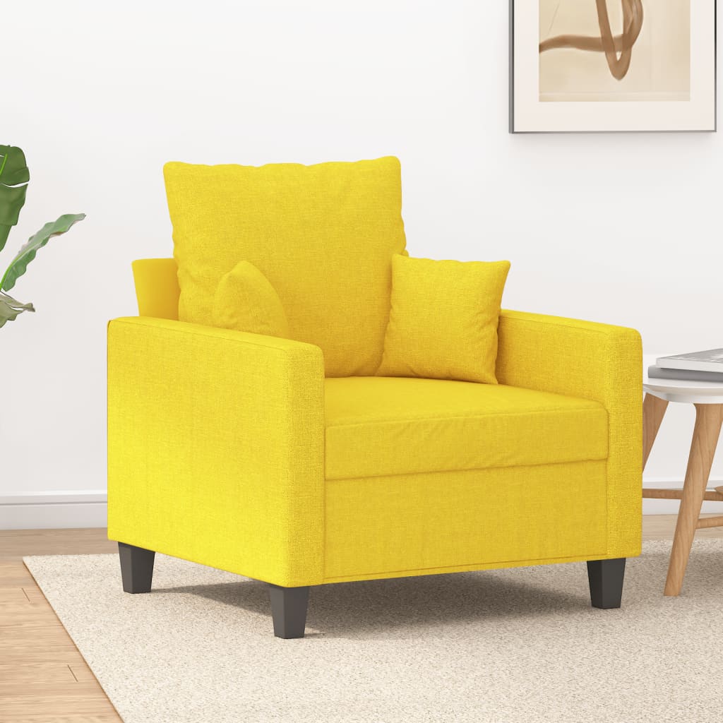 Vetonek Sillón de tela amarillo claro 60 cm