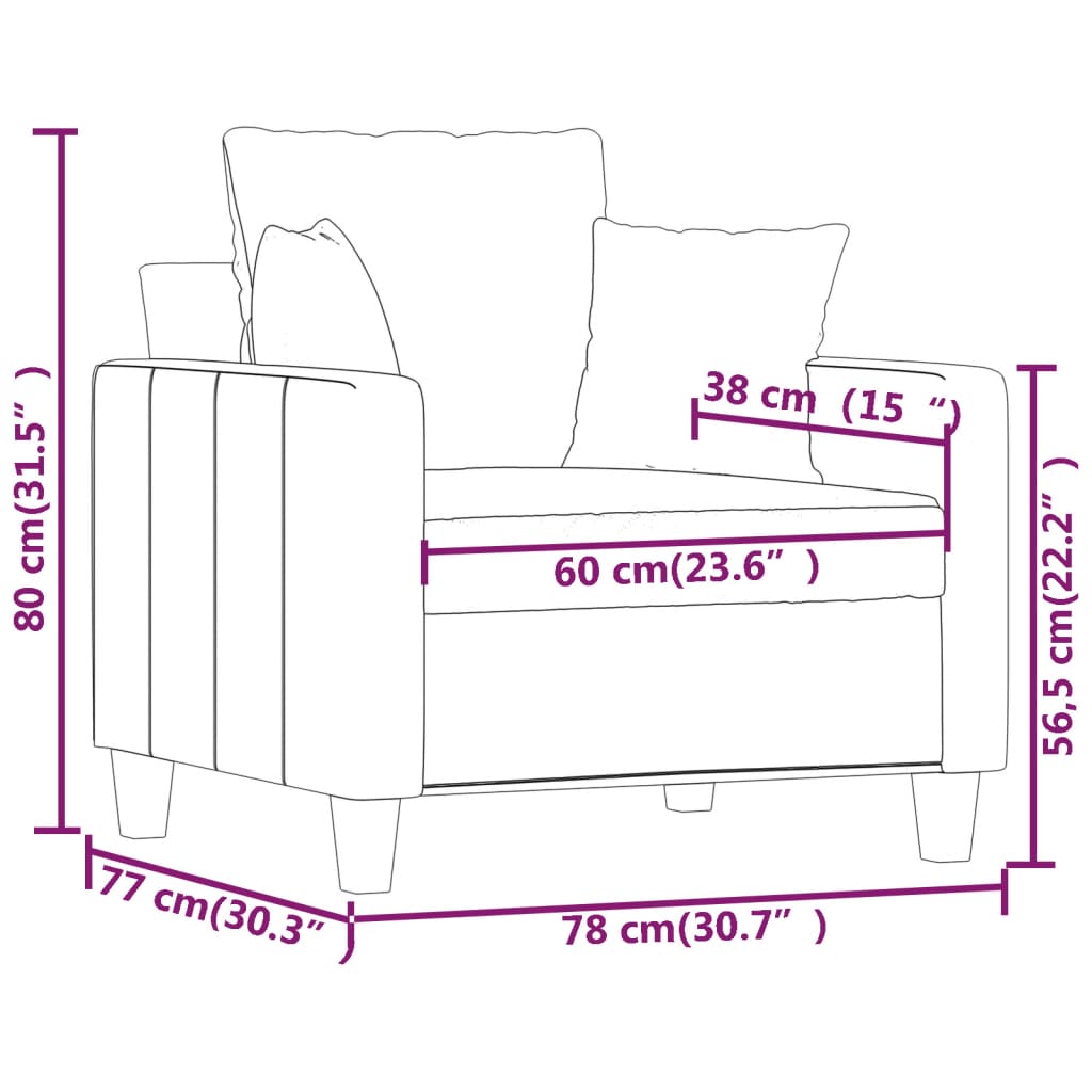 Slear yellow cloth armchair 60 cm