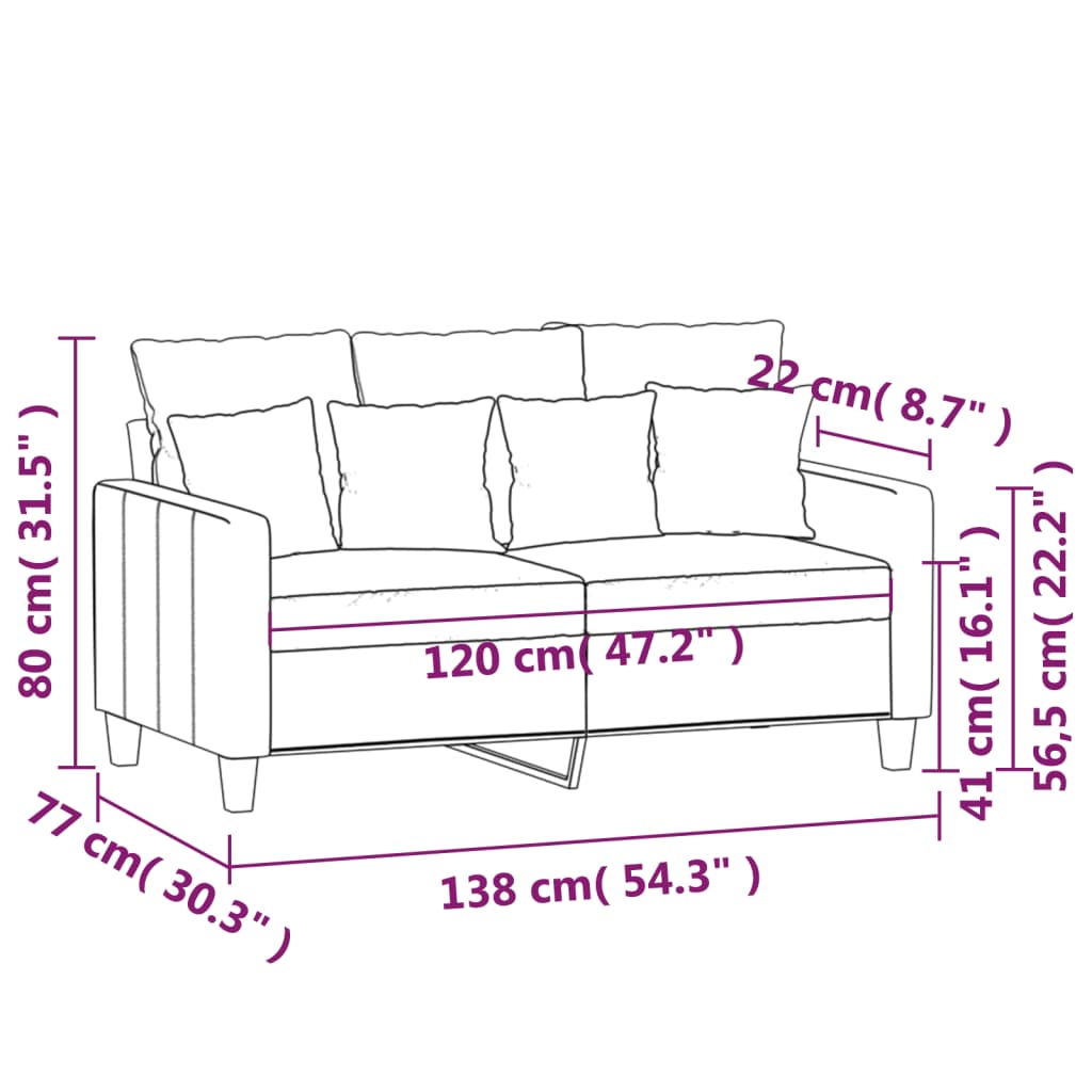 Crema da 20 cm a 2 -Color 2 -Seater divano