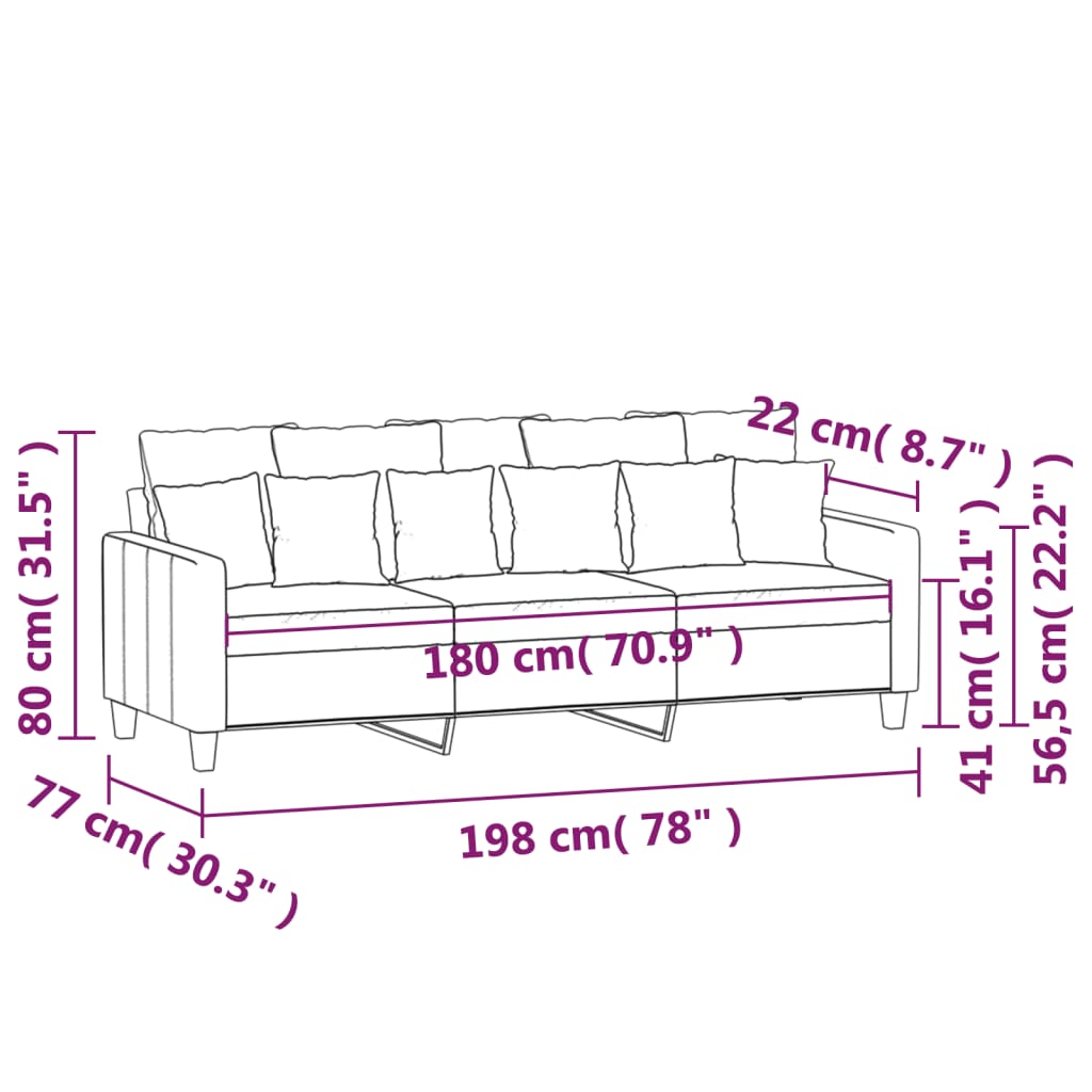 3 -chanting gray cloth sofa 180 cm