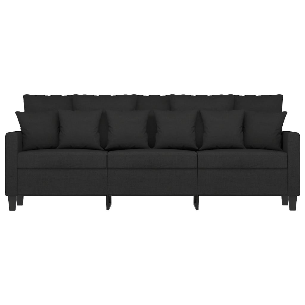 Black Fabric 3 Seat Sofa 180 cm