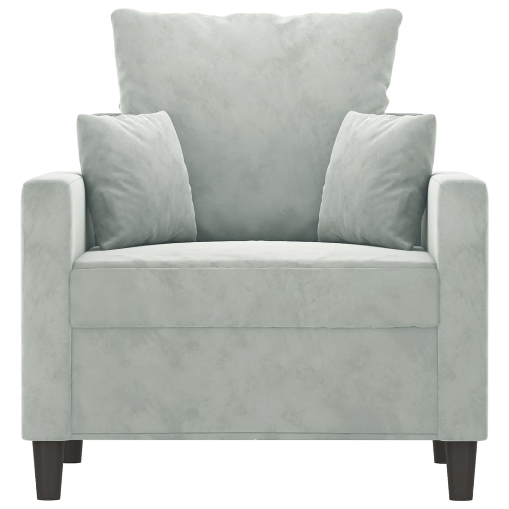 Light gray velvet armchair 60 cm