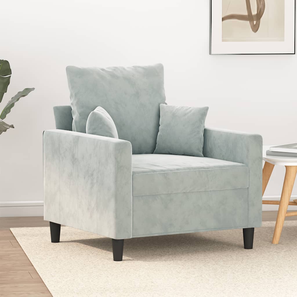 Vetonek Sillón de terciopelo gris claro 60 cm