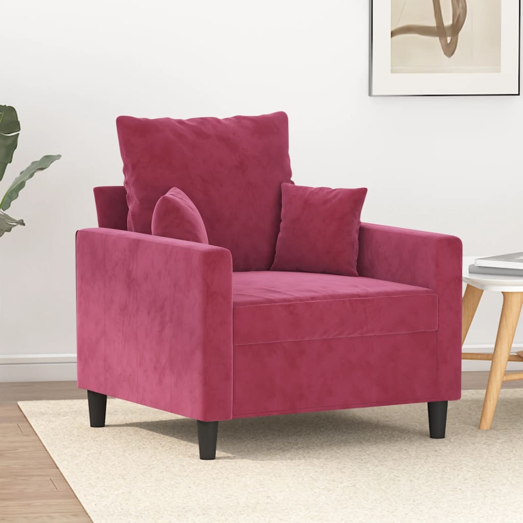 Vetonek Sillón de terciopelo rojo tinto 60 cm