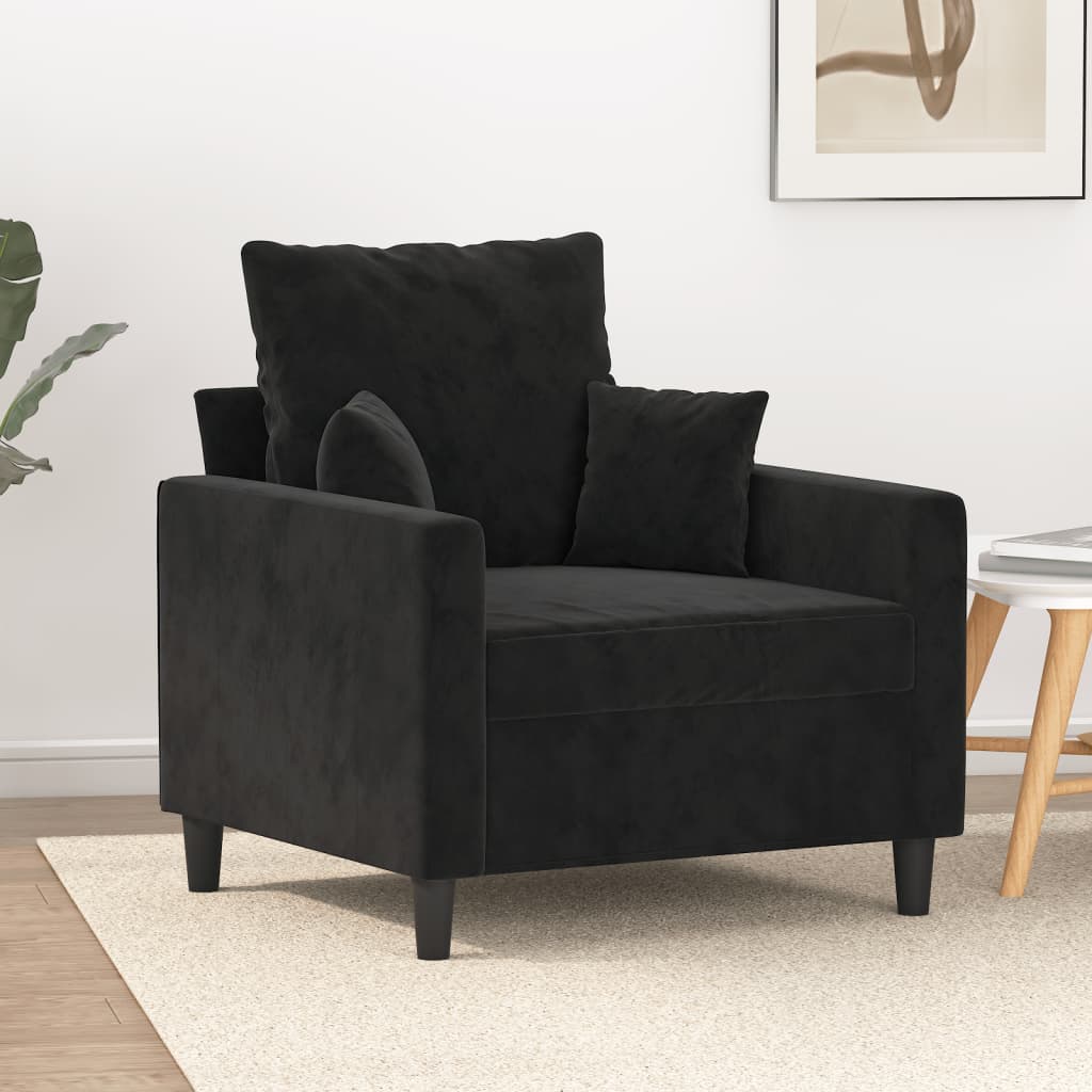 Vetonek Sillón de terciopelo negro 60 cm