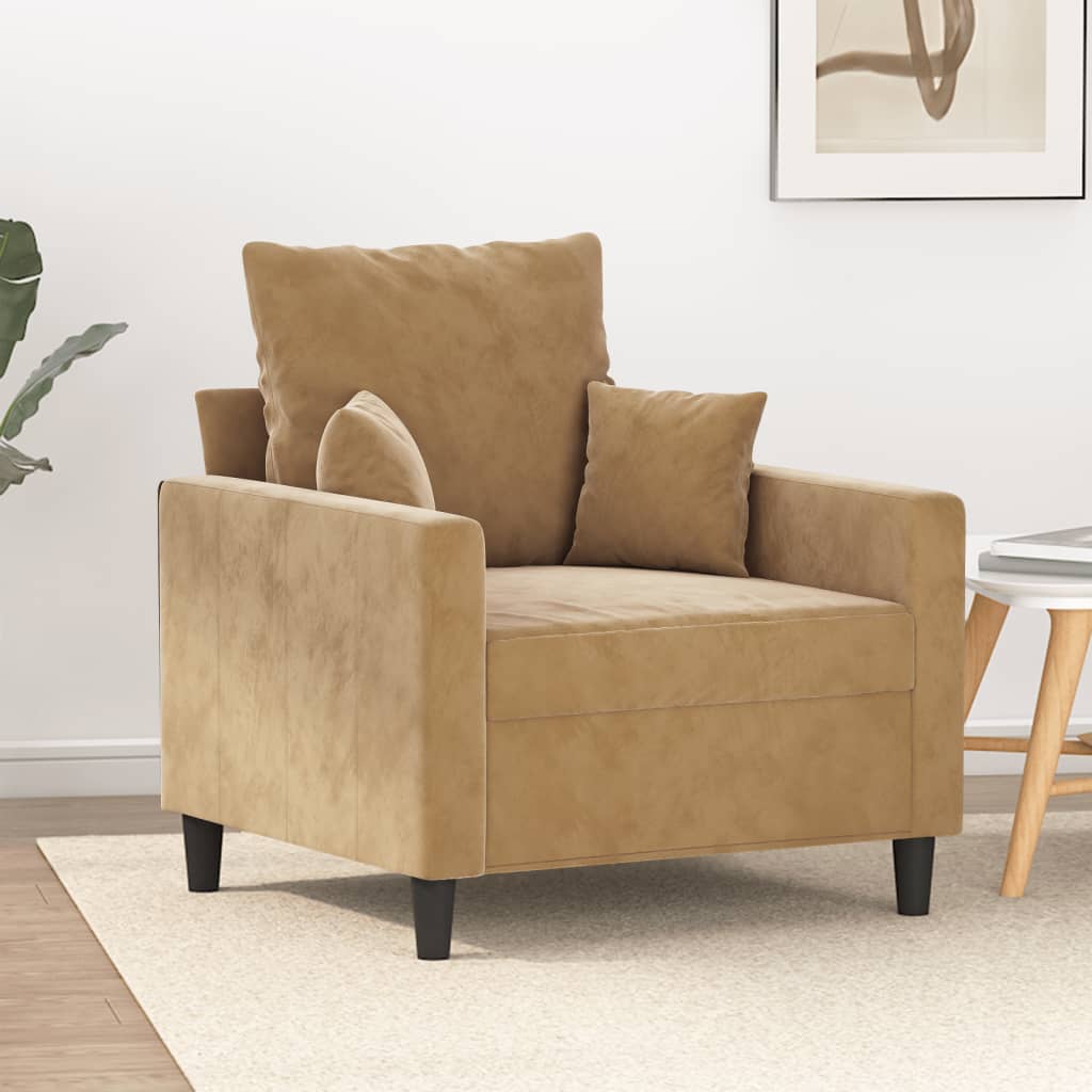 Vetonek Sillón de terciopelo marrón 60 cm