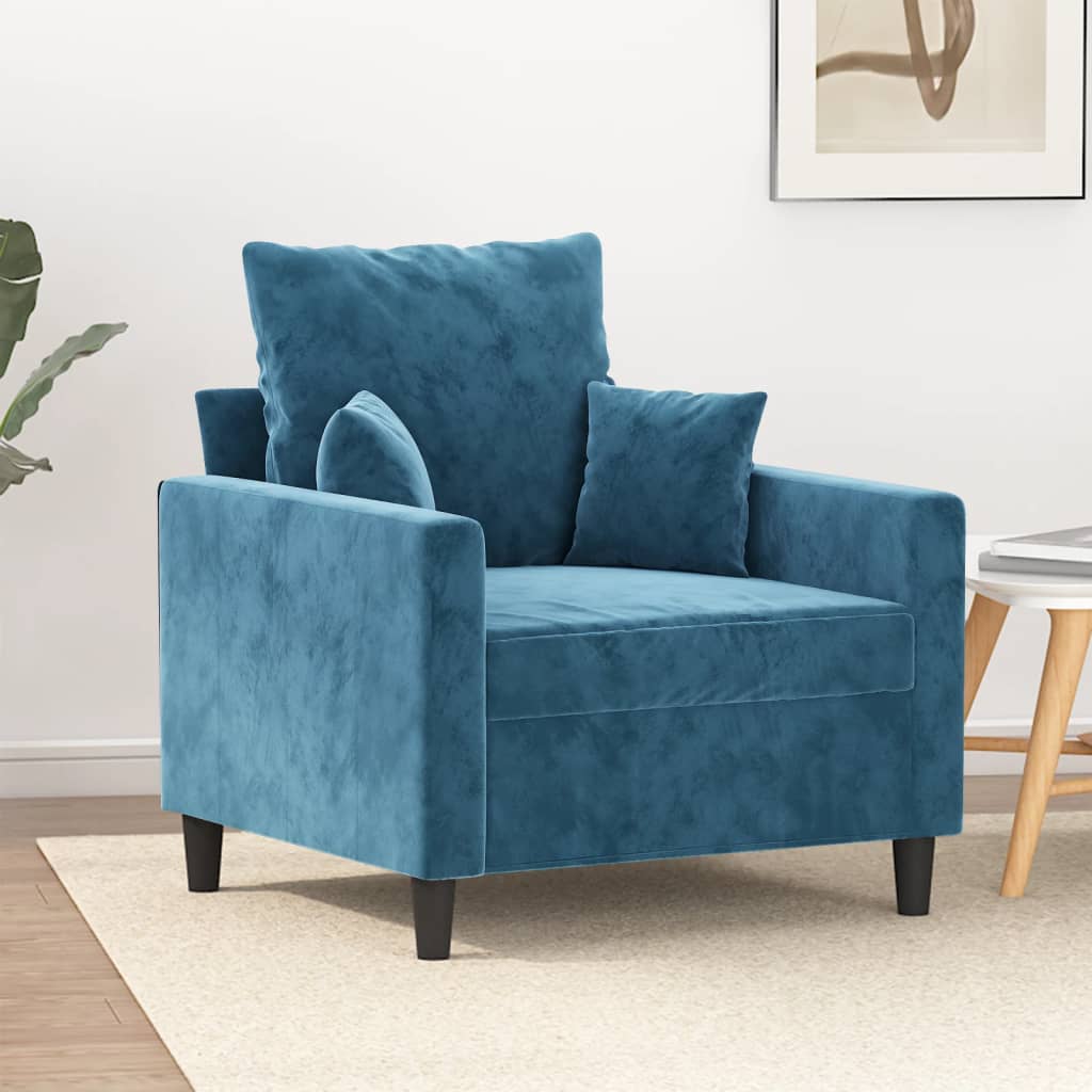 Vetonek Sillón de terciopelo azul 60 cm