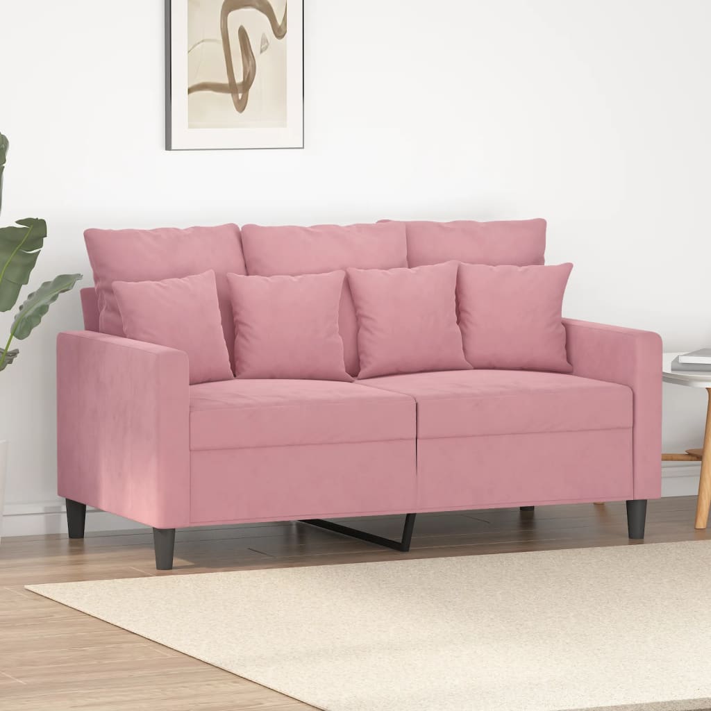 Vetonek Sofá de 2 plazas terciopelo rosa 120 cm