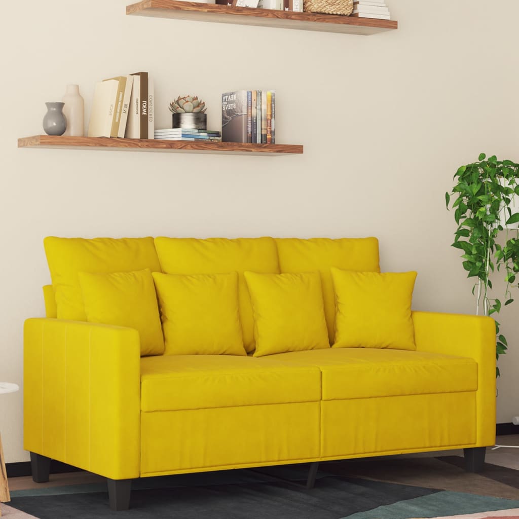 Vetonek Sofá de 2 plazas terciopelo amarillo 120 cm