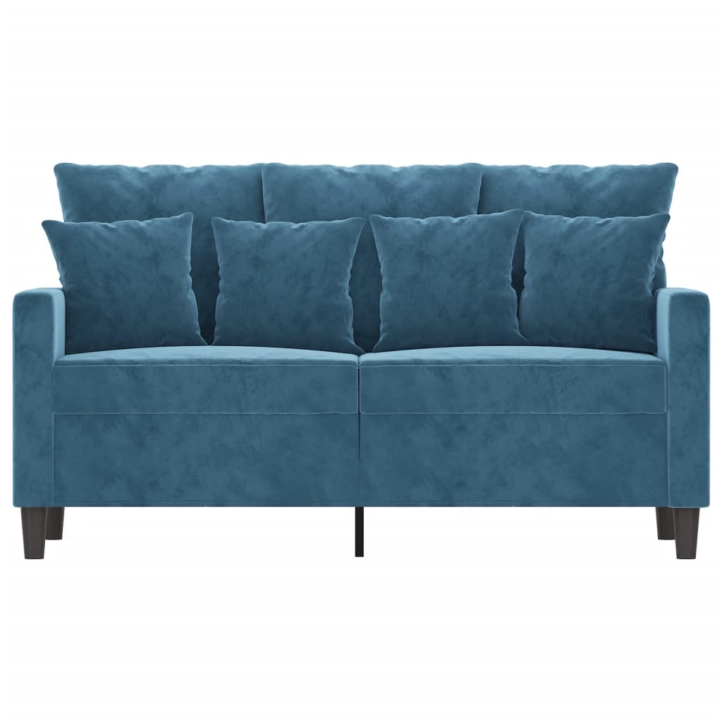 2 -seater sofa blue velvet 120 cm