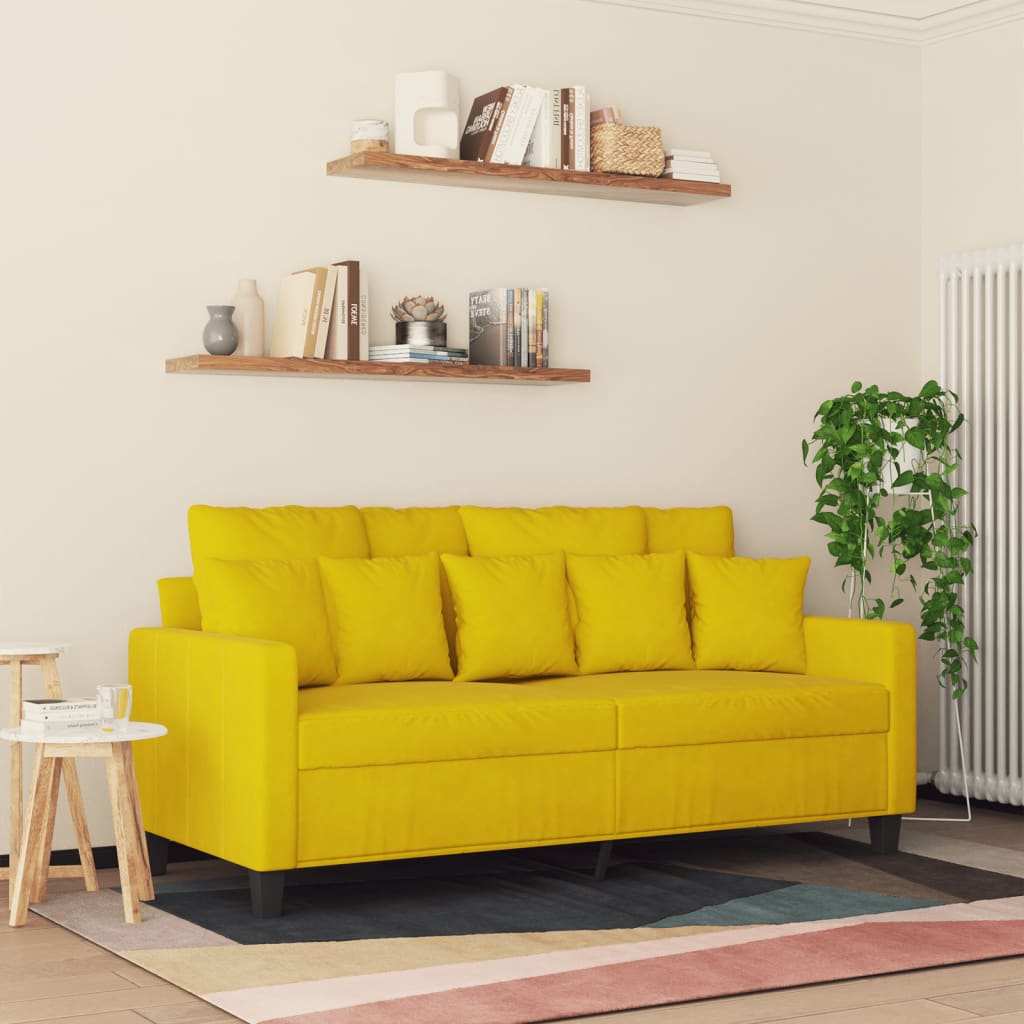 2 -seater sofa yellow velvet 140 cm