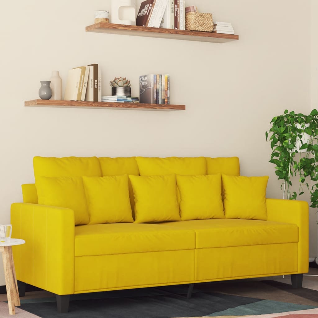 Vetonek Sofá de 2 plazas terciopelo amarillo 140 cm