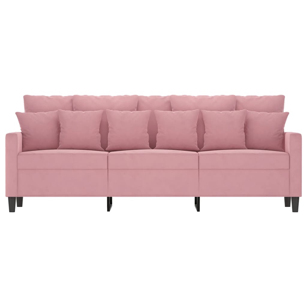 3 -Seat sofa arrosa belusezko 180 cm