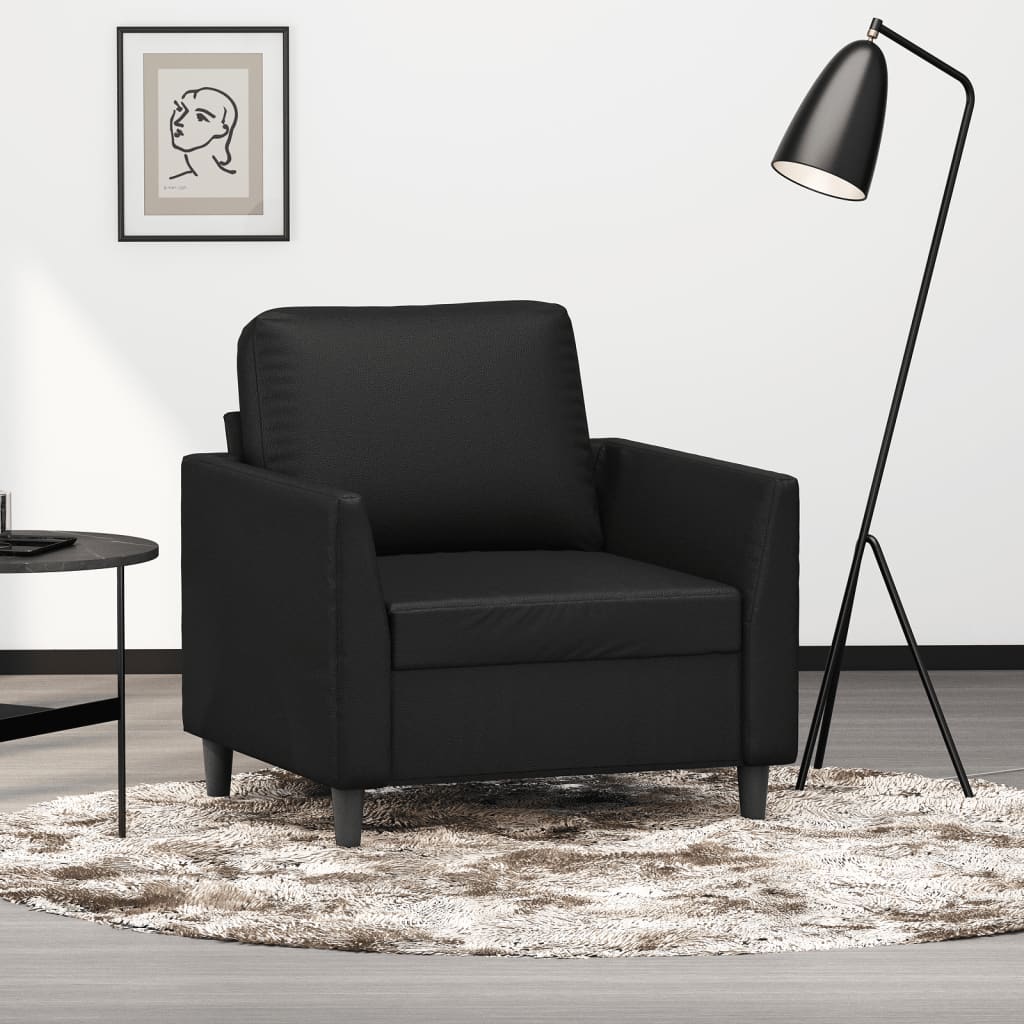 Vetonek Sillón cuero sintético negro 60 cm