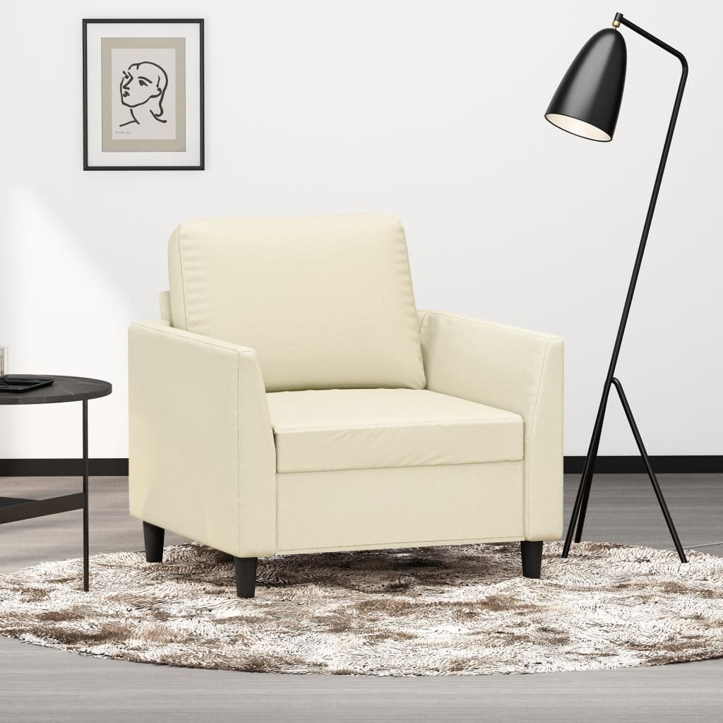 Vetonek Sillón cuero sintético crema 60 cm