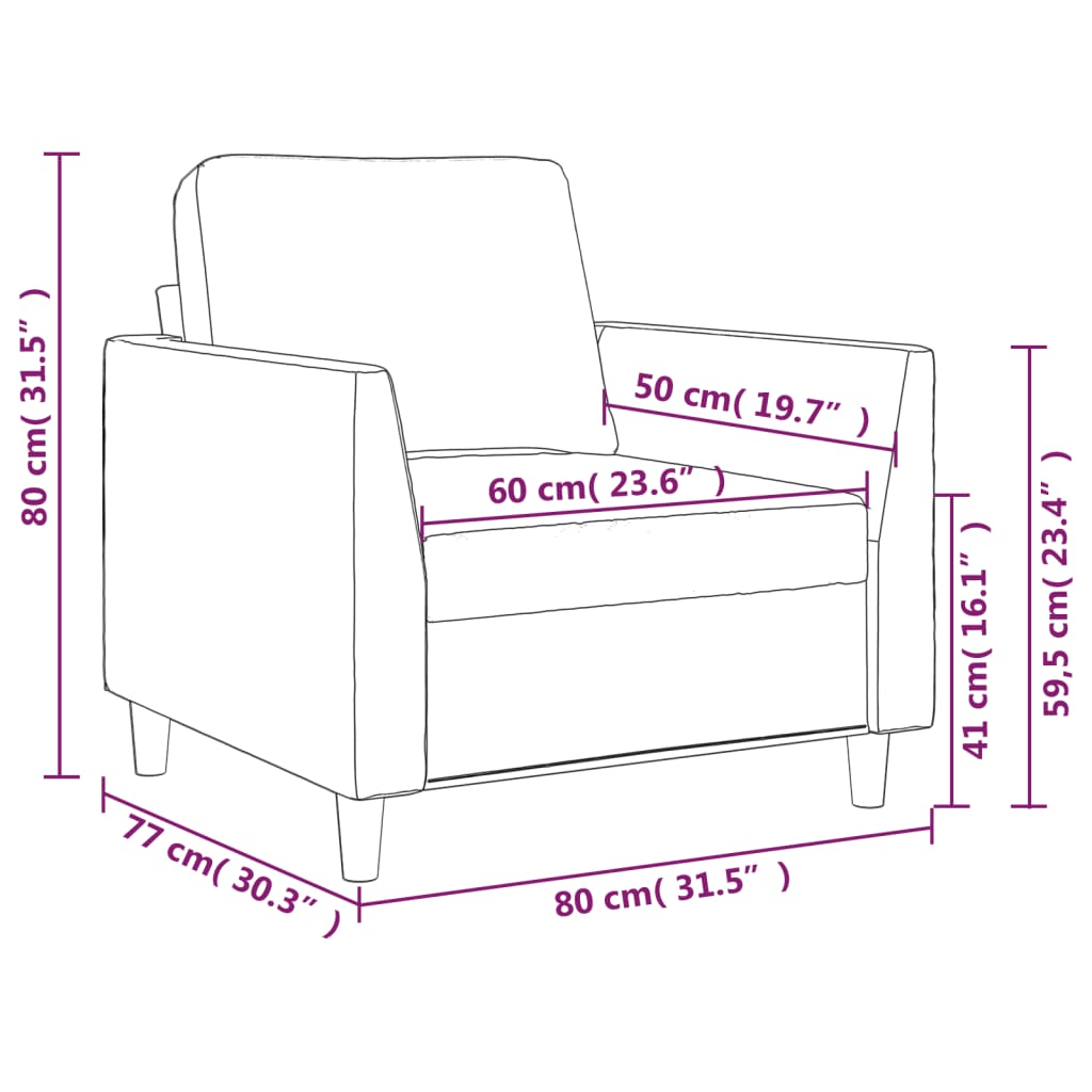 Sillón cuero sintético crema 60 cm