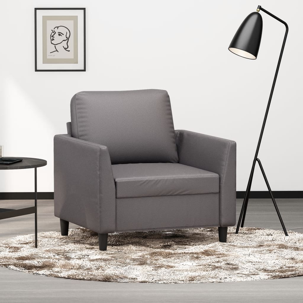 Vetonek Sillón cuero sintético gris 60 cm