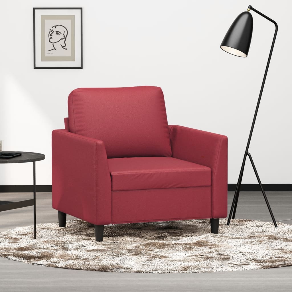 Vetonek Sillón cuero sintético rojo tinto 60 cm