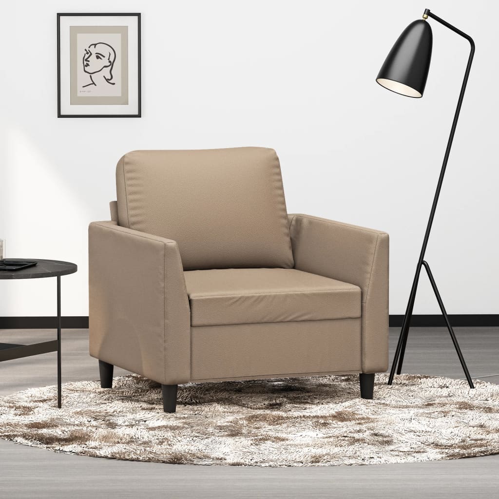 Vetonek Sillón cuero sintético color capuchino 60 cm