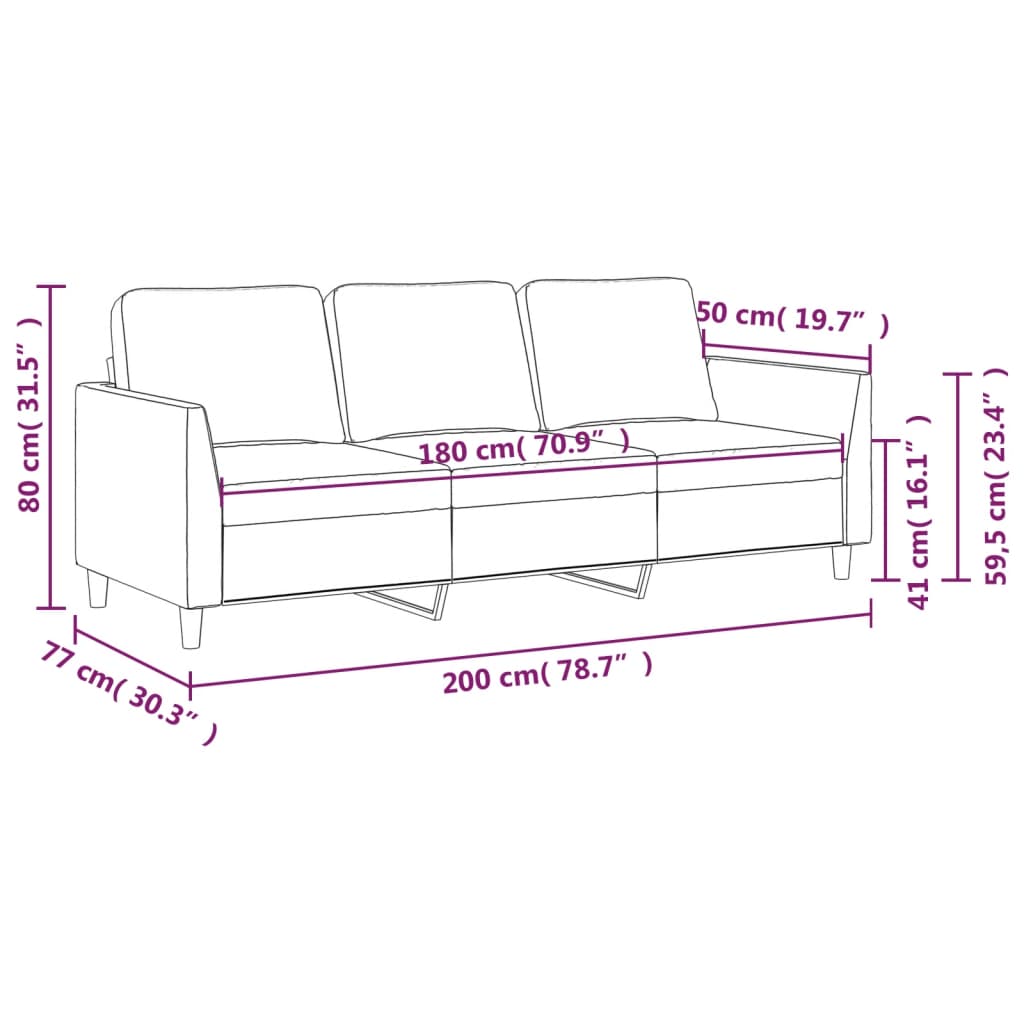 Synthetic leather 3 -leather sofa 180 cm