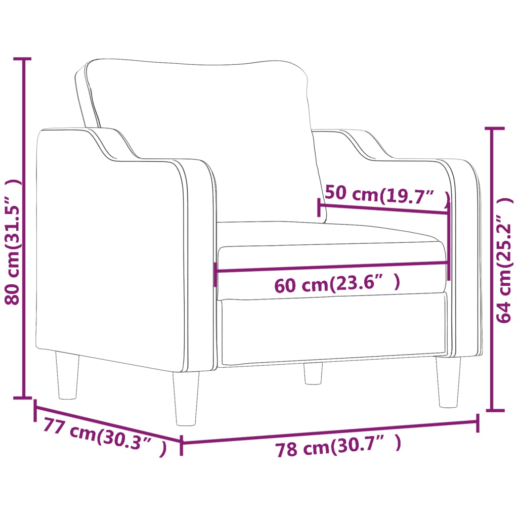 Sillón de tela color crema 60 cm