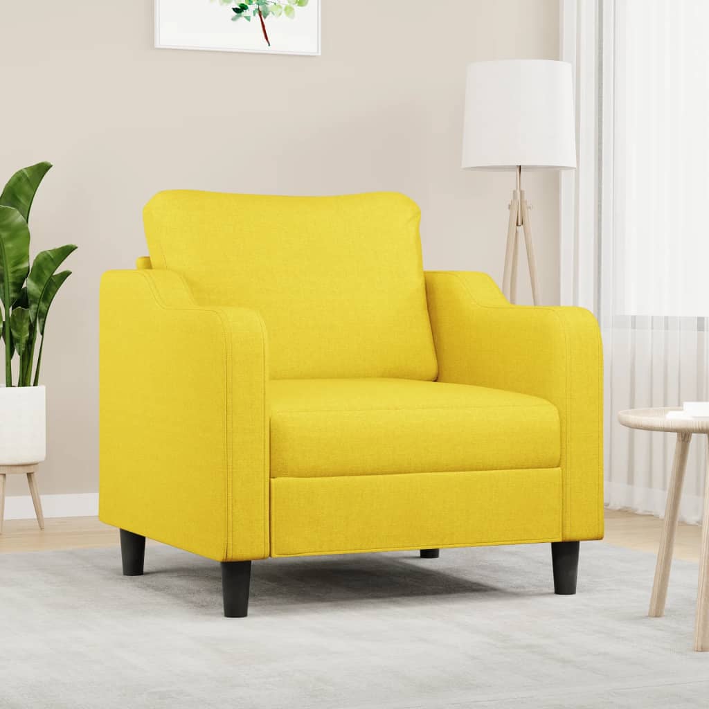 Vetonek Sillón de tela amarillo claro 60 cm