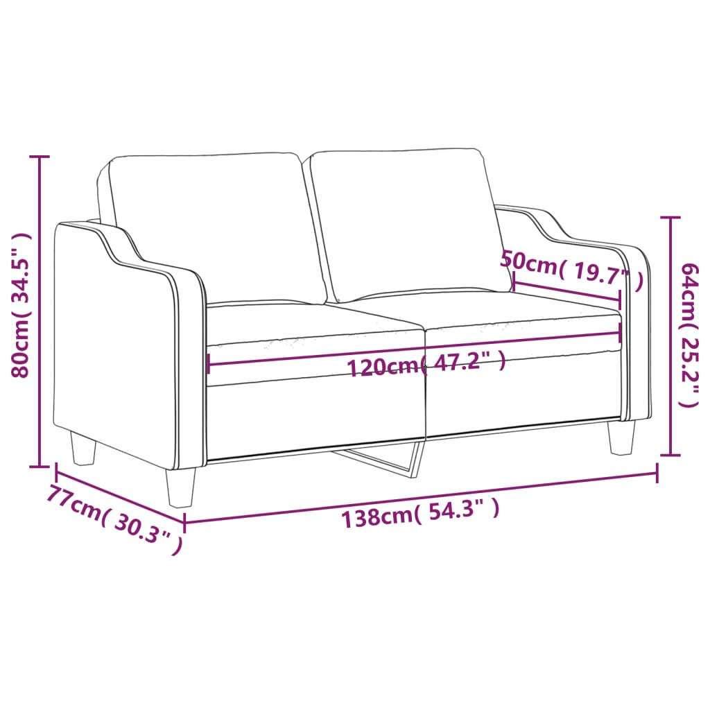 2 -cm di divano di panno grigio 2 sedili 120 cm